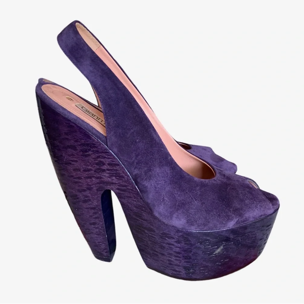 GIANMARCO LORENZI PURPLE SUEDE PLATFORM WEDGE